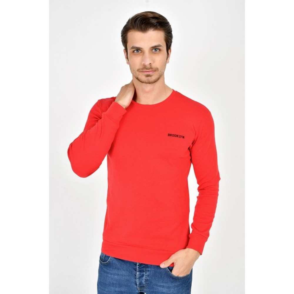 Bisiklet Yaka Uzun Kollu Dar Kalıp İnce Erkek Sweatshirt SPR2019K18 Erkek Sweatshirt Fiyatı