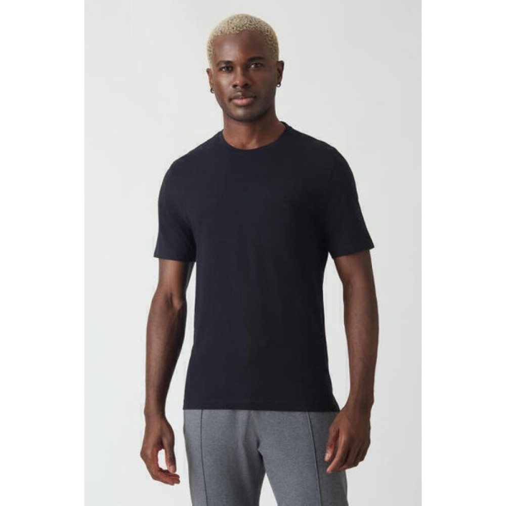 Bisse Erkek İpek Apreli Basic Bisiklet Yaka T-Shirt SIYAH TS22Y22011_D99 Erkek T-shirt Fiyatı