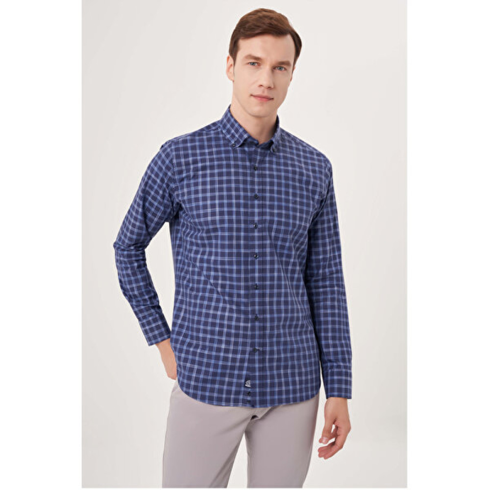 Bisse Erkek Regular Fit Paşa Yaka Spor Gömlek LACİ GM23Y231036_D39 Erkek Gömlek Fiyatı