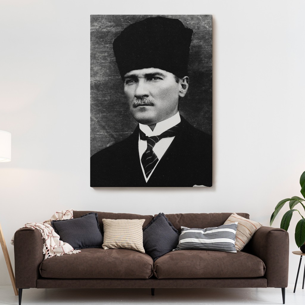 Bitablo Atatürk Portre Tablosu Mustafa Kemal Atatürk Dikdörtgen Dekoratif Kanvas Duvar Tablosu-Cj-60 - 70 x 100 - Karışık Kanvas Tablo Fiyatı