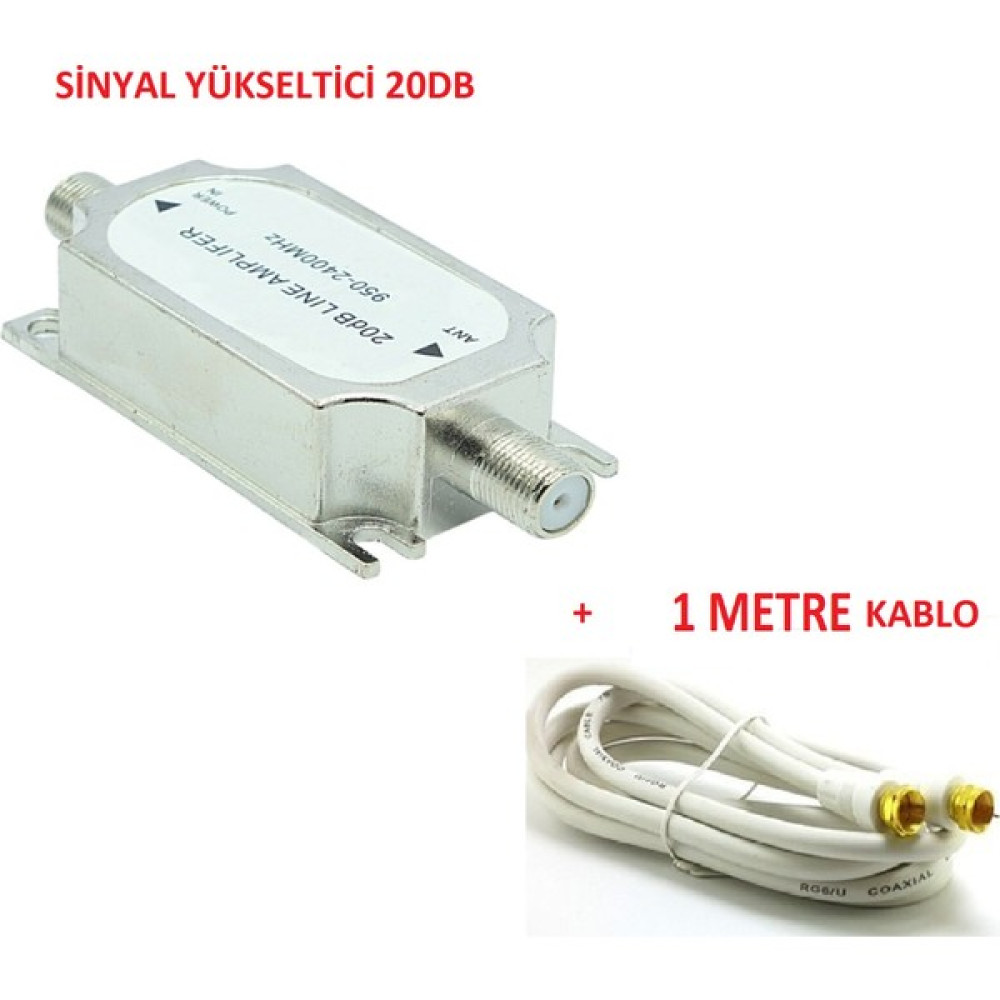 Bitashi Çanak Anten Kablosu Hat Güçlendirici Sinyal Yükseltici 20DB+ 1 Metre Uydu Kablosu In-Line Amplifier Uydu Alıcısı Aksesuarları Fiyatı