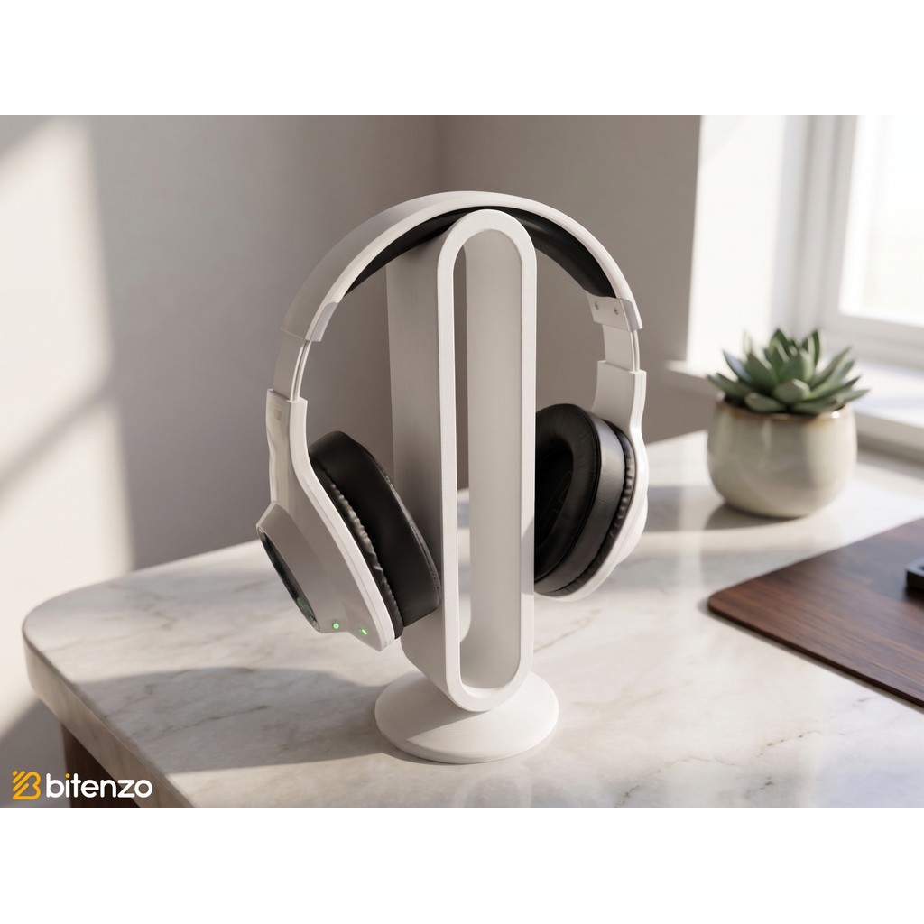 Bitenzo 3D Minimalist Oval Tasarım Masaüstü Kulaklık Standı, Gaming ve Ofis Kulaklık Tutucu - Beyaz Diğer Fiyatı