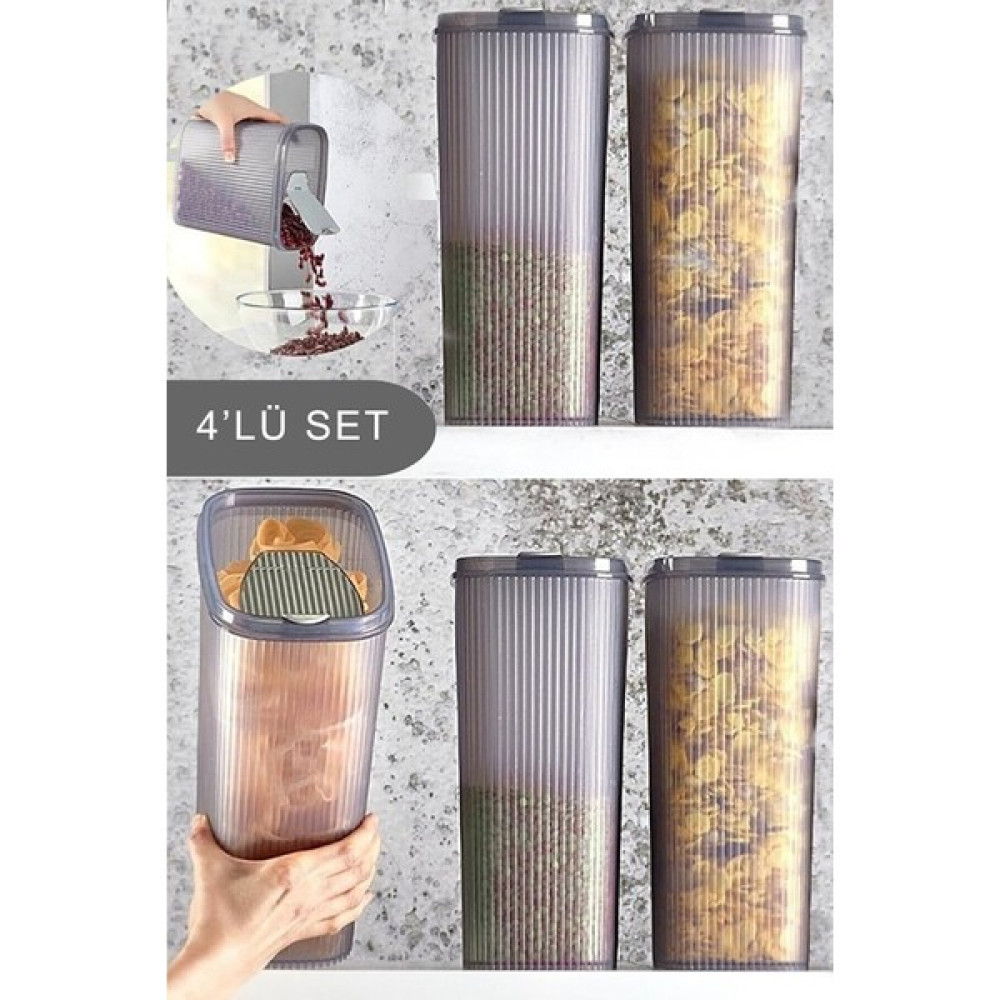 Biterse 4 Adet Saklama Kabı Erzak ve Bakliyat Saklama Kabı Plastik 4000 ml Saklama Kapları Fiyatı