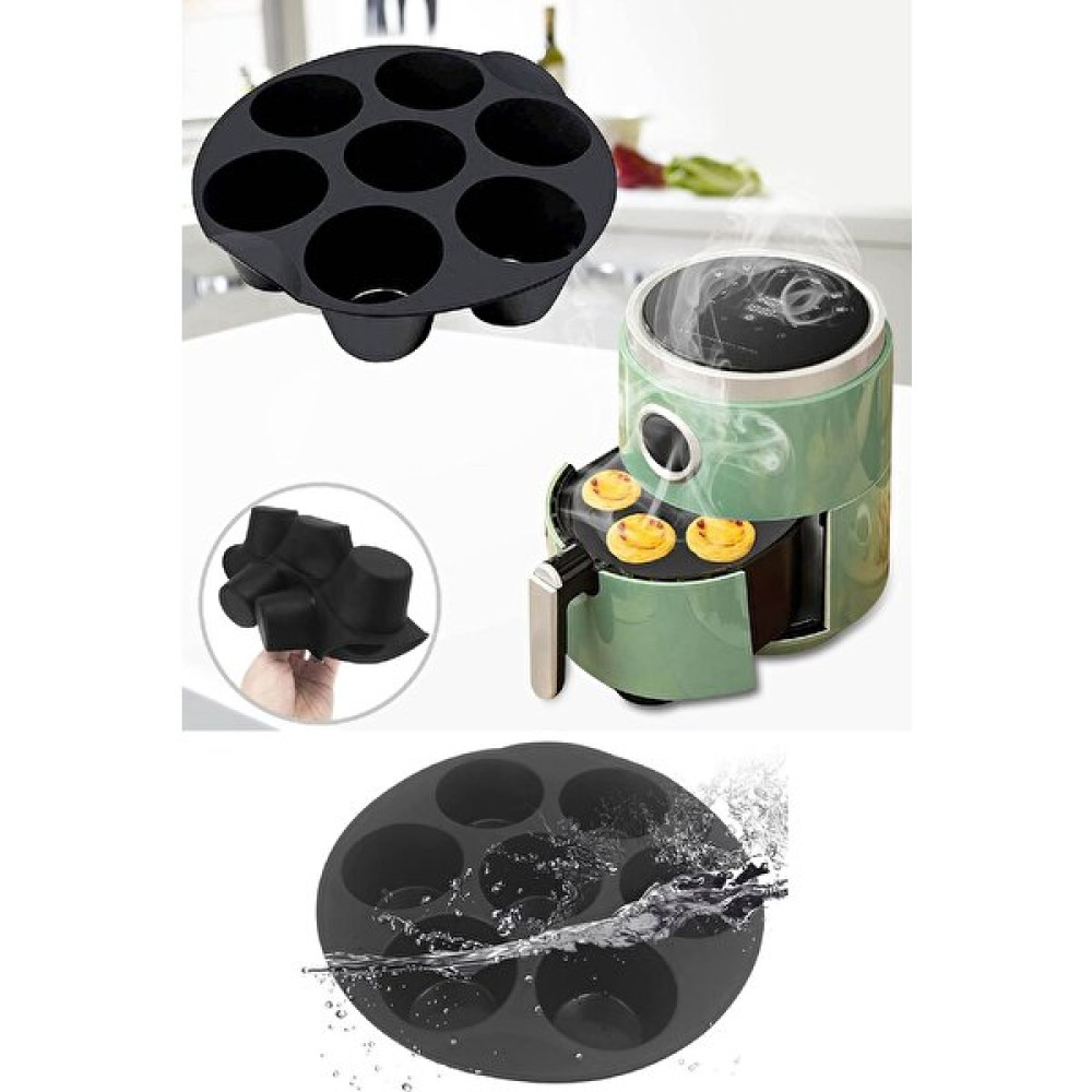 Biterse Airfryer Silikon Muffin Kek Kalıbı 7 Gözlü Hava Fritözü Kek ve Çörek Pişirme Kalıbı Antrasit Gri Kek Kalıpları Fiyatı
