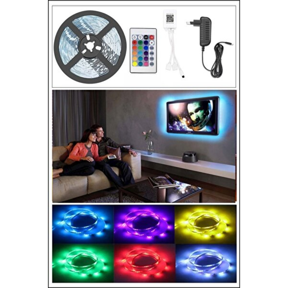 Biterse Tv Arkası Uzaktan Kumandalı 5 mt LED Şerit Aydınlatma - 5 m - RGB Led Aydınlatmalar Fiyatı