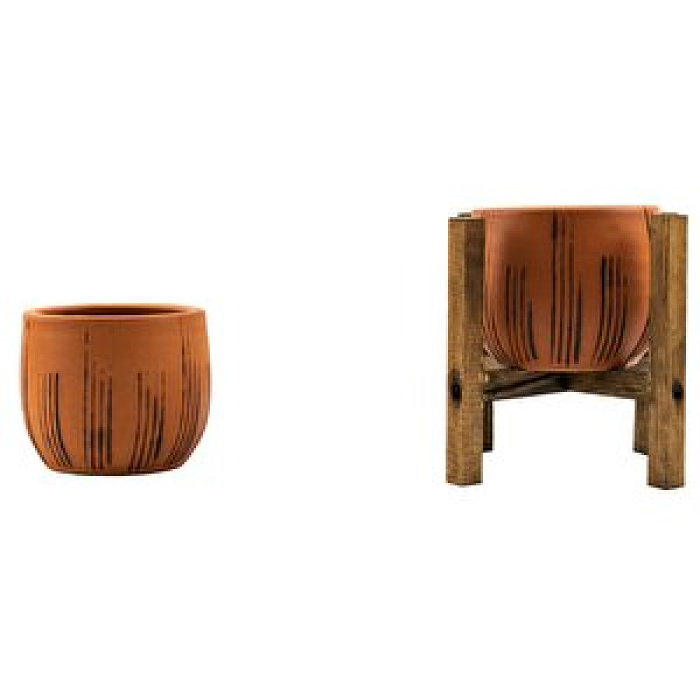 Bitki Tasarımı Ev Dekorasyon Siyah Çizgi Desenli Terakota Toprak Saksı Saksılık Salon Çiçeklik İkili Set Ayaksız, 4 Ayaklı 12 Cm Saksı ve Aksesuarları Fiyatı