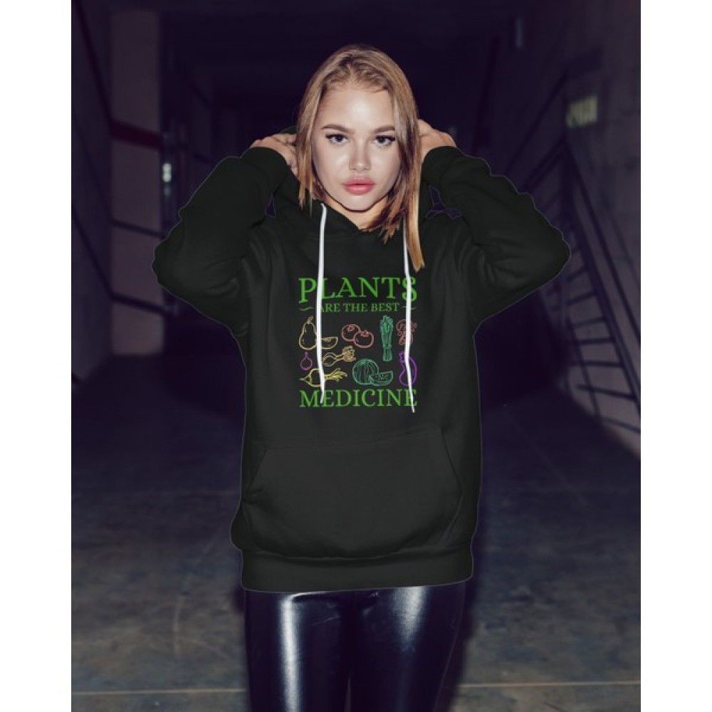 "bitkiler En Iyi Ilaçtır" Baskılı Unisex Kapüşonlu Sweatshirt Bayan Sweatshirt Fiyatı