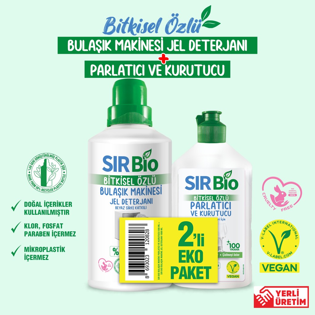 Bitkisel Özlü Bulaşık Makine Deterjanı 1000 ml + Parlatıcı & Kurutucu 500 ml Bulaşık Yıkama Fiyatı