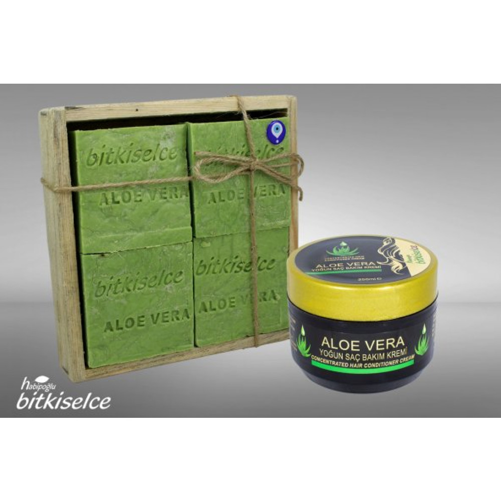 Bitkiselce Aloevera Sabunu 4 Kalıp & Aloe Vera Saç Bakım Kremi Duş Jelleri ve Banyo Köpükleri Fiyatı