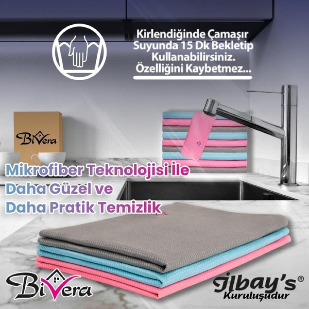 Bivera 6 Adet Mikrofiber Temizlik Bezi 40X60 CM (2 PAKET X 3'LÜ) Temizlik Malzemeleri Fiyatı