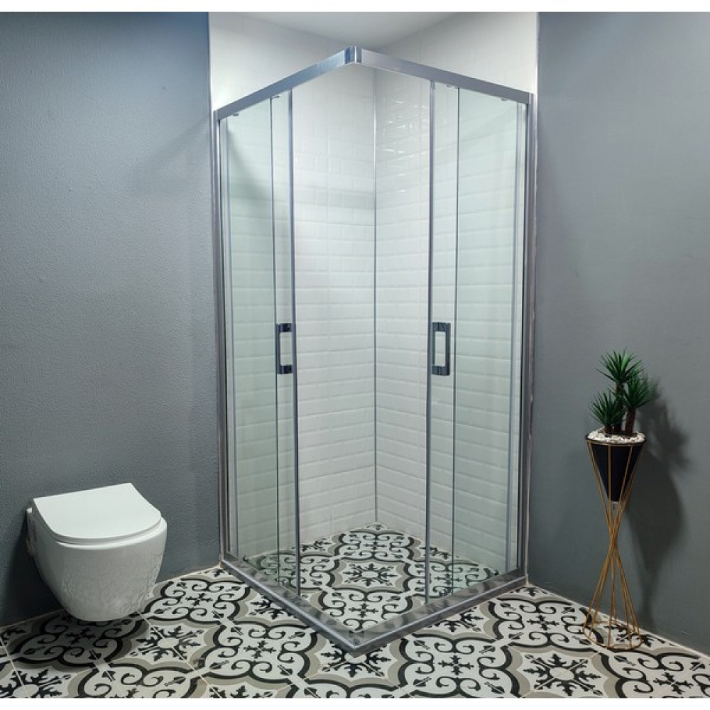 Biway Sesto Kare Şeffaf Cam Parlak Profil 90X90 Duşakabin Fiyatı
