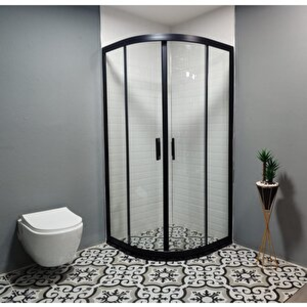 Biway Vulcam Oval Şeffaf Cam Siyah Profil 75x75 Duşakabin Fiyatı