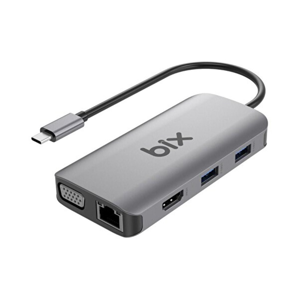 Bix Bx17Hb Type-C To Gigabit Ethernet Hdmi PD USB 3.2 Micro Sd/Sd VGA Çoklayıcı Adaptör USB & Firewire Ürünleri Fiyatı