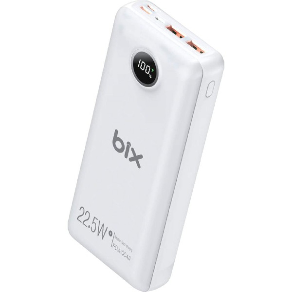 Bix PB201 Üç Portlu 20000MAH 22.5W Süper Hızlı Şarj 4.0 Pd Giriş/çıkışlı LED Göstergeli Powerbank Beyaz Taşınabilir Şarj Cihazı - Powerbank Fiyatı