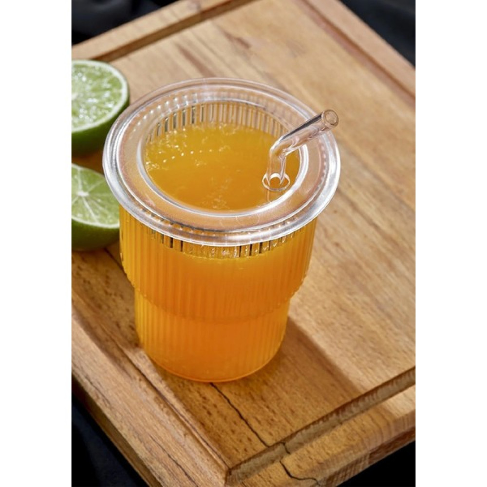 Biya Home Kapaklı Cam Pipetli Mika Bardak & Sunum Bardağı 450 ml (1 Adet) - Şeffaf Fincan / Bardak / Kahve Takımı Fiyatı