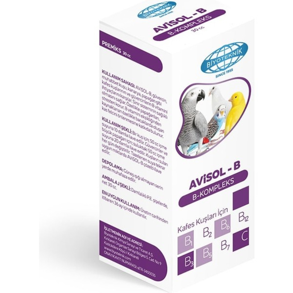 Biyo Biyoteknik Avisol-B Kuşlar Için Vitamin B Kompleks 30 cc Evcil Hayvan Ürünleri Fiyatı