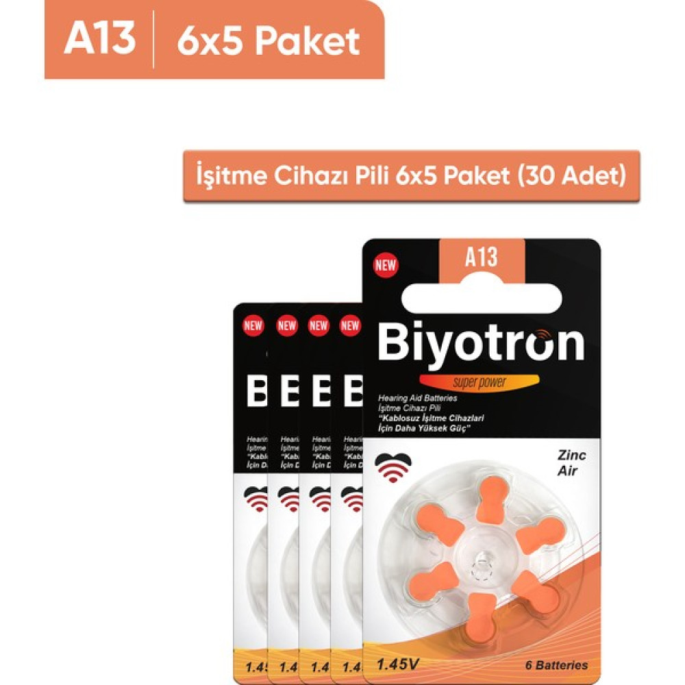 Biyotron Premium A13 İşitme Cihazı Pili 6x5 (30 Adet) Diğer Fiyatı