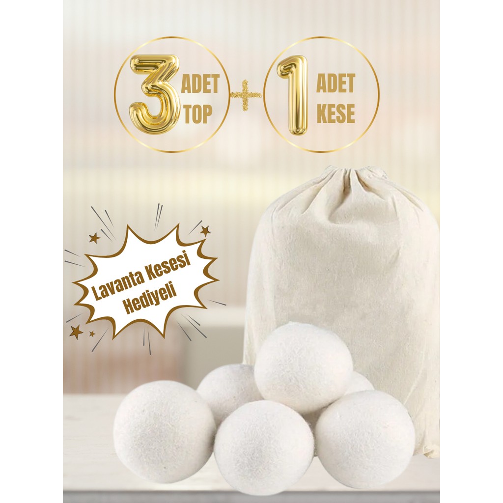Biz Class 3’lü Yün Kurutma Topu Doğal Çamaşır Yumuşatıcı - Keçe Kurutma Makinesi Topu - Kurutma Topu - 10 x 10 cm - Natural Diğer Fiyatı