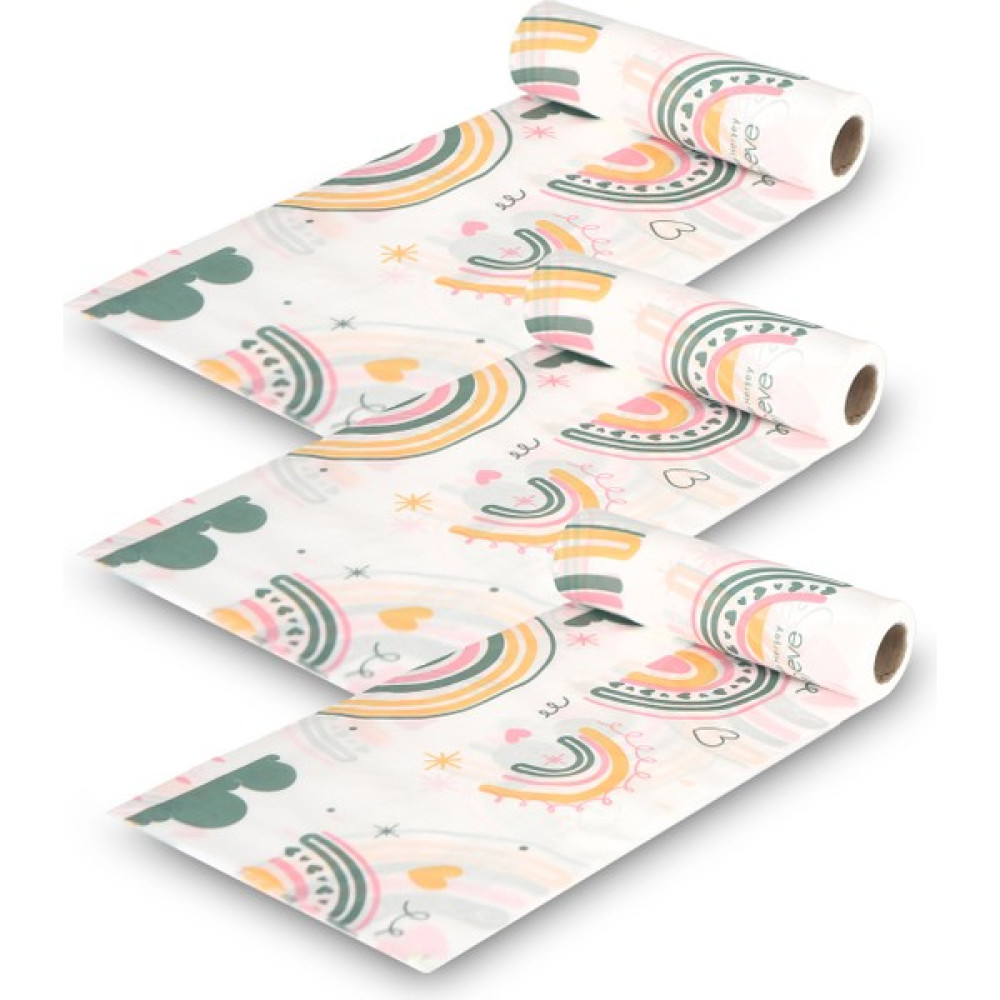 Bizden Eve Mama Sandalye ve Aktivite Örtüsü Kullan At Sıvıgeçirmez 3rulo(Rulo Içi:10 Adet) Gökkuşağı 100X120CM Mama Sandalyesi Fiyatı