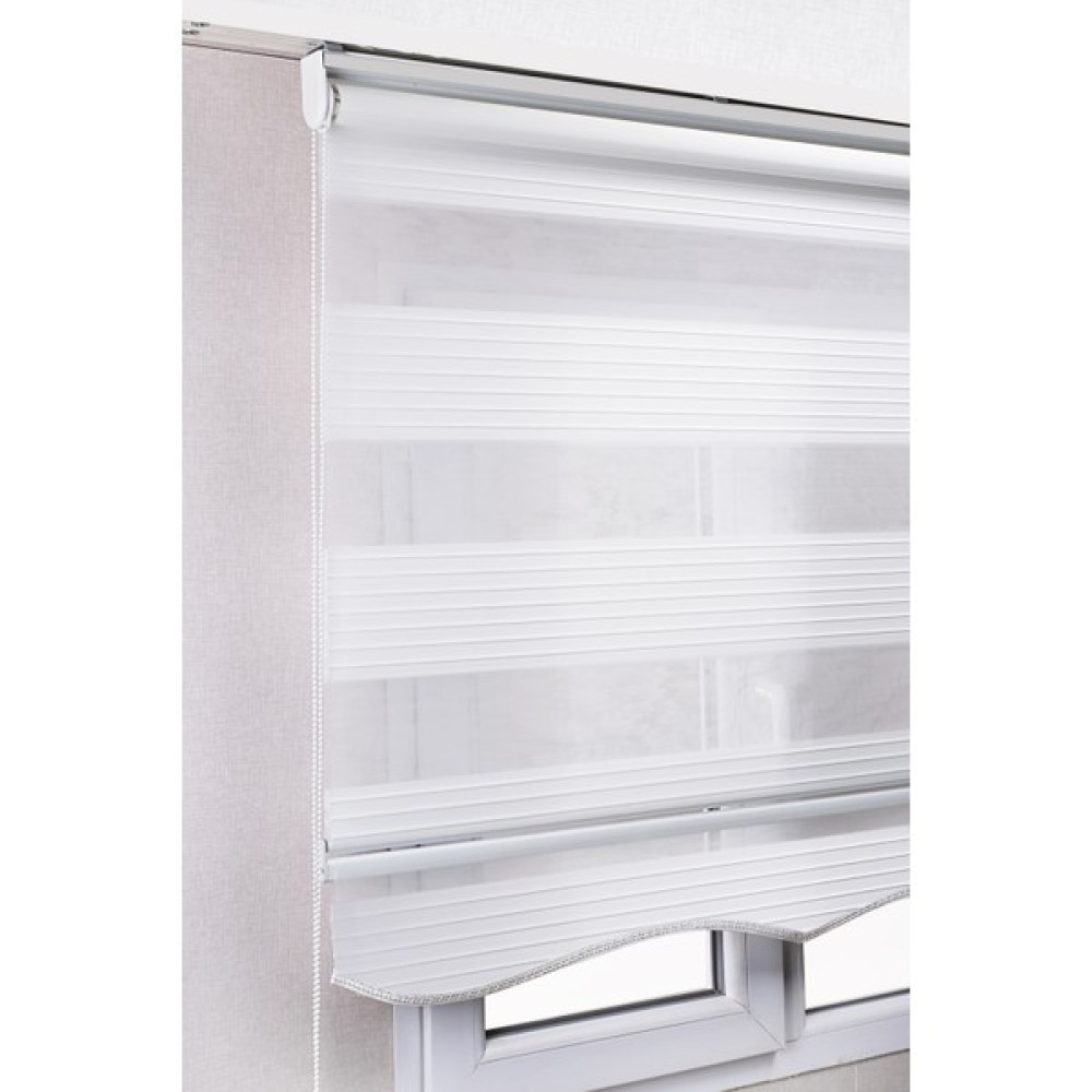 Bizden Perde Brillant Etekli Beyaz Pileli Zebra Stor Kaliteli Güneşlik Perde - 160 x 200 cm Perde Fiyatı