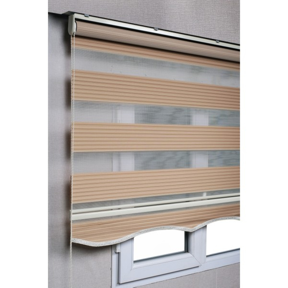Bizden Perde Brillant Etekli Kahverengi Pileli Zebra Kaliteli Güneşlik Stor Perde - 230 x 200 cm Perde Fiyatı