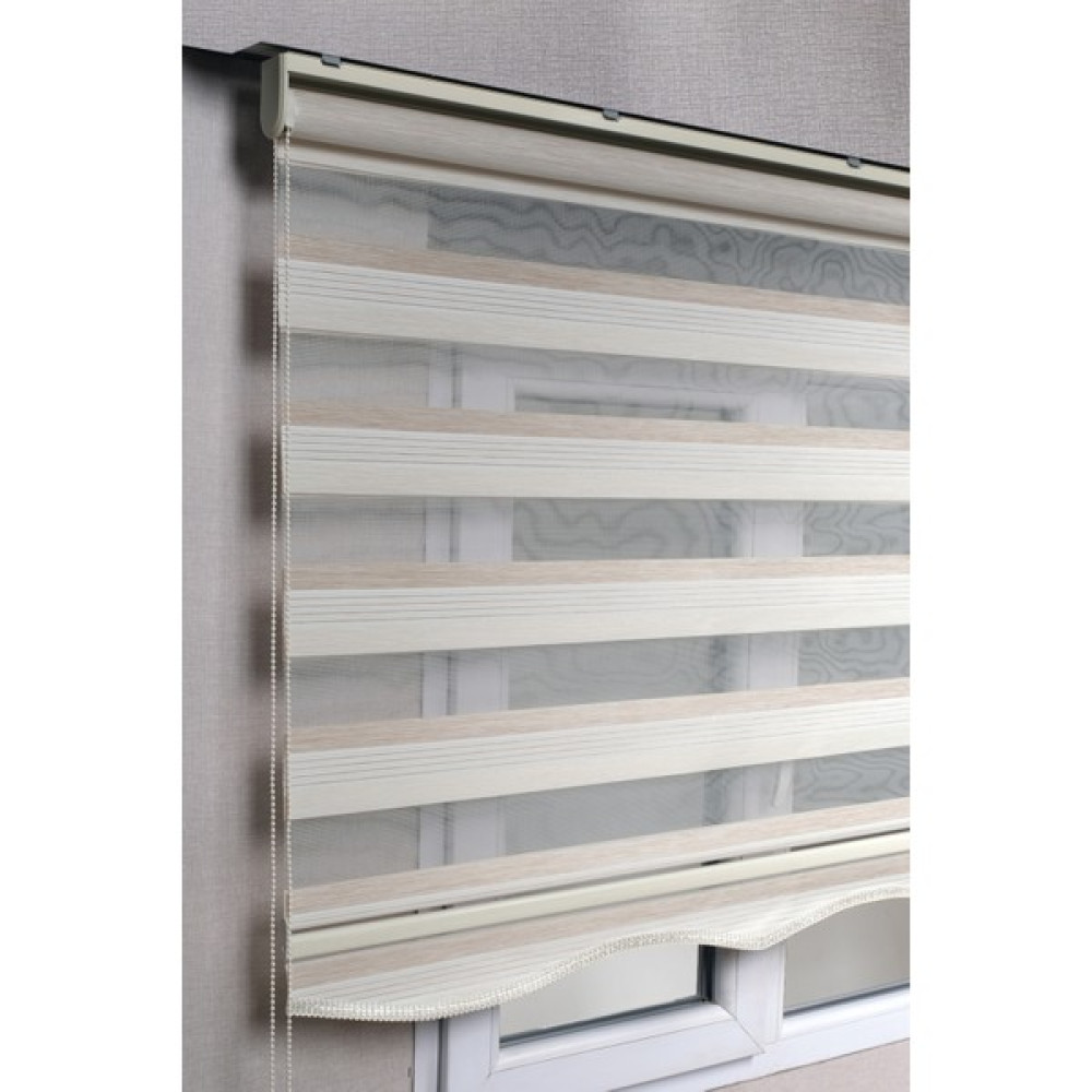 Bizden Perde Brillant Etekli Premium Çift Renk Krem-Beyaz Ev-Ofis Zebra Stor Perdeler  - Krem - Beyaz - 30 x 30 cm Perde Fiyatı