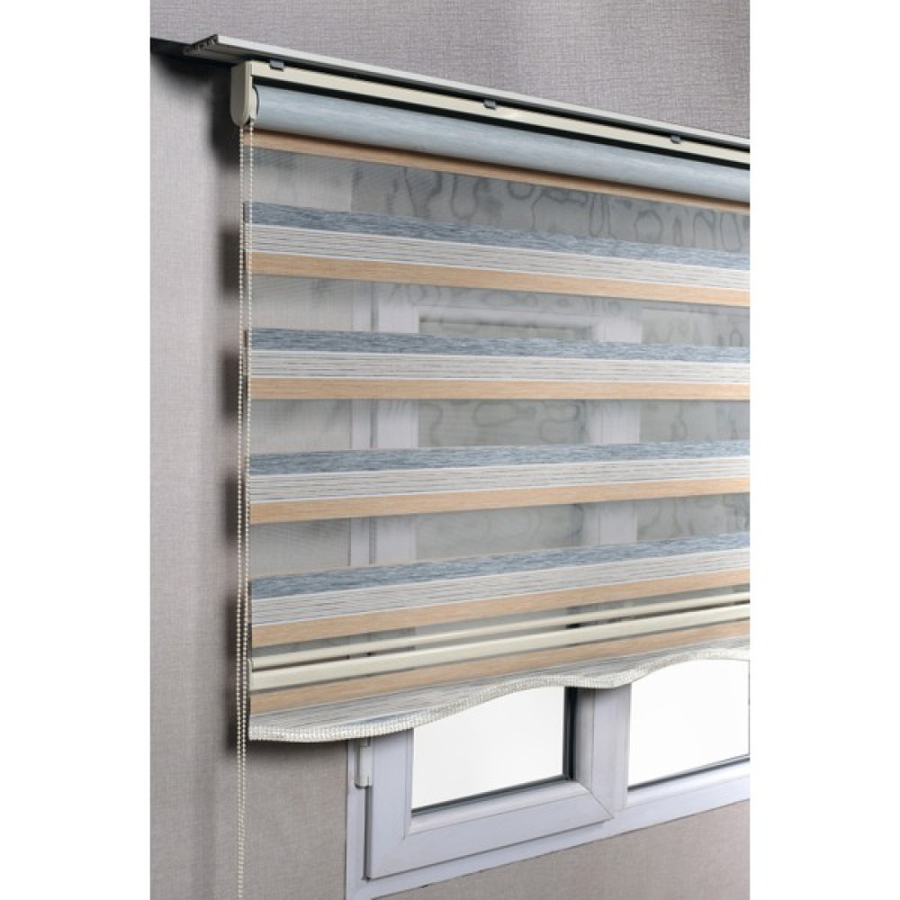 Bizden Perde Brillant Etekli Premium Çift Renk Sütlükahve-Gri Ev-Ofis Zebra Stor Perdeler  - Kahve - Gri - 120 x 260 cm Perde Fiyatı