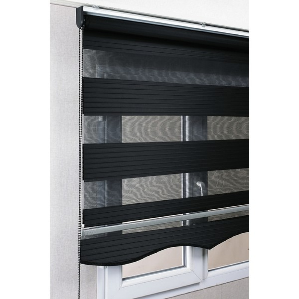 Bizden Perde Brillant Etekli Siyah Pileli Zebra Kaliteli Güneşlik Stor Perde - 180 x 200 cm Perde Fiyatı