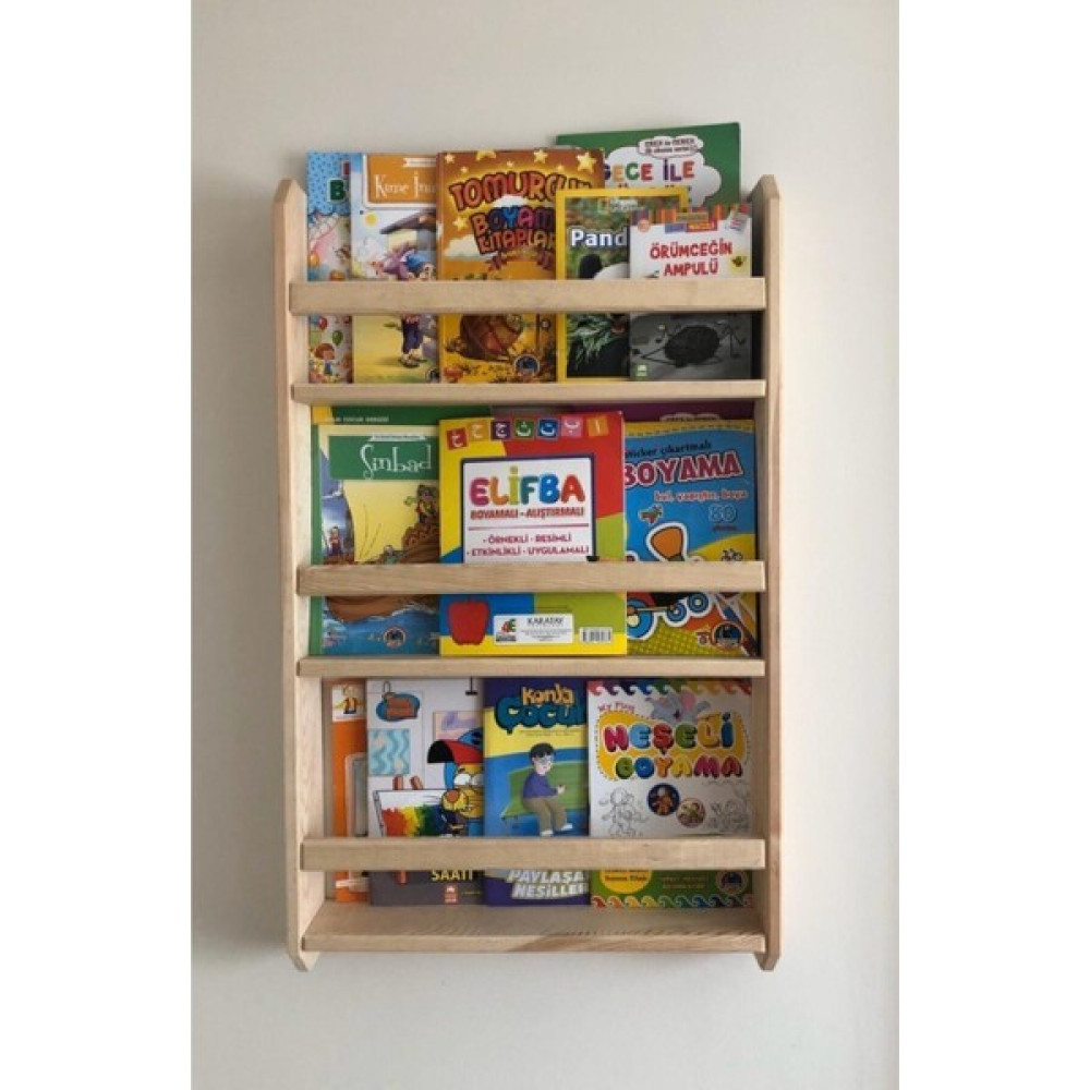 Bizim Depocu Ahşap Montessori Ahşap Duvar Rafı Dekoratif Raf 90X60X8CM Kitaplık - Duvar Rafı & CD / DVD Rafı Fiyatı