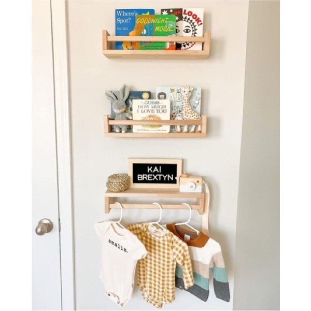 Bizim Depocu Kitaplık Çocuk Bebek Odası Montessori Duvar Rafı Ahşap Kitaplık Raf 3 Adet 10 x 50 x 8 cm Kitaplık Fiyatı