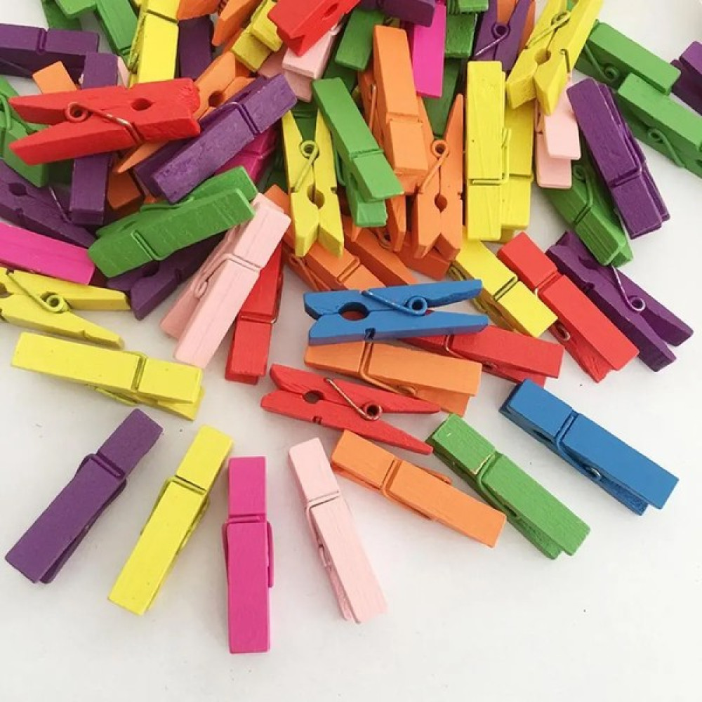 BK Commerce Küçük Renkli Mandal 100 Adet Ahşap Mini Renkli Mandal 2.5 cm Oyuncak Fiyatı
