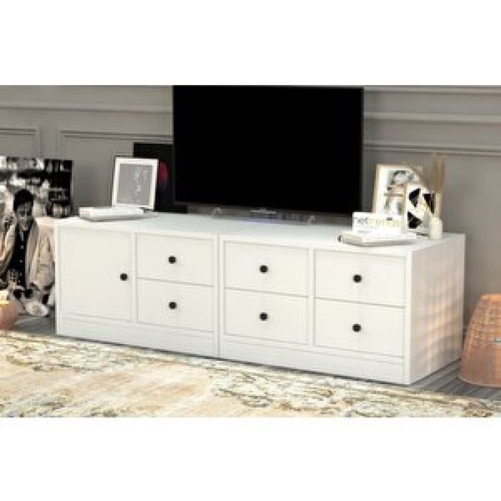 BK Concept Dolaplı Çekmeceli Tv Ünitesi Beyaz 130 Cm Tv-1011-ç Tv Ünitesi / Sehpası Fiyatı