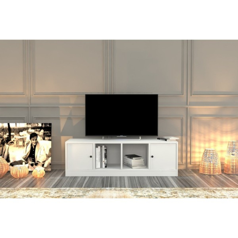 BK Concept Dolapli Kitaplikli Tv Ünitesi Beyaz 130 cm TVT-1028-Ç Tv Ünitesi / Sehpası Fiyatı