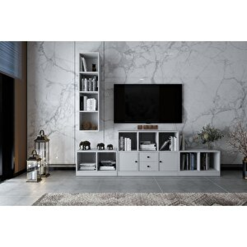 BK Concept Duvar Dolaplı Çekmeceli Tv Ünitesi Beyaz 227 Cm Tv-1252-ç Tv Ünitesi / Sehpası Fiyatı