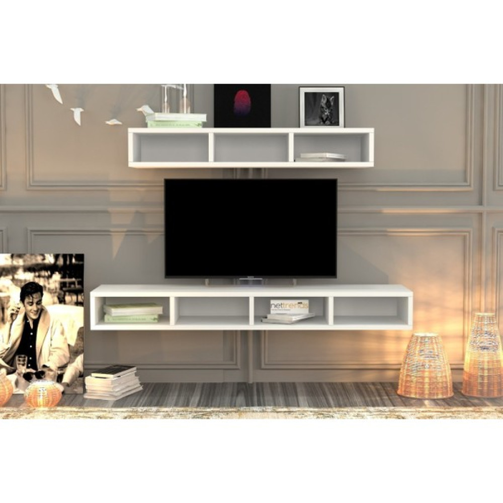 BK Concept Duvar Tv Ünitesi Beyaz TVT-1204 Tv Ünitesi / Sehpası Fiyatı
