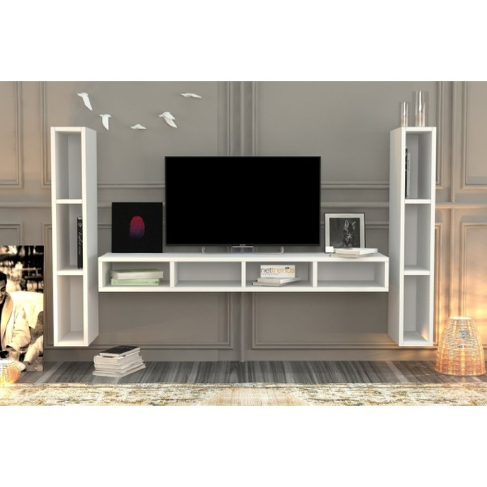 BK Concept Duvar Tv Ünitesi Beyaz TVT-1205 Tv Ünitesi / Sehpası Fiyatı