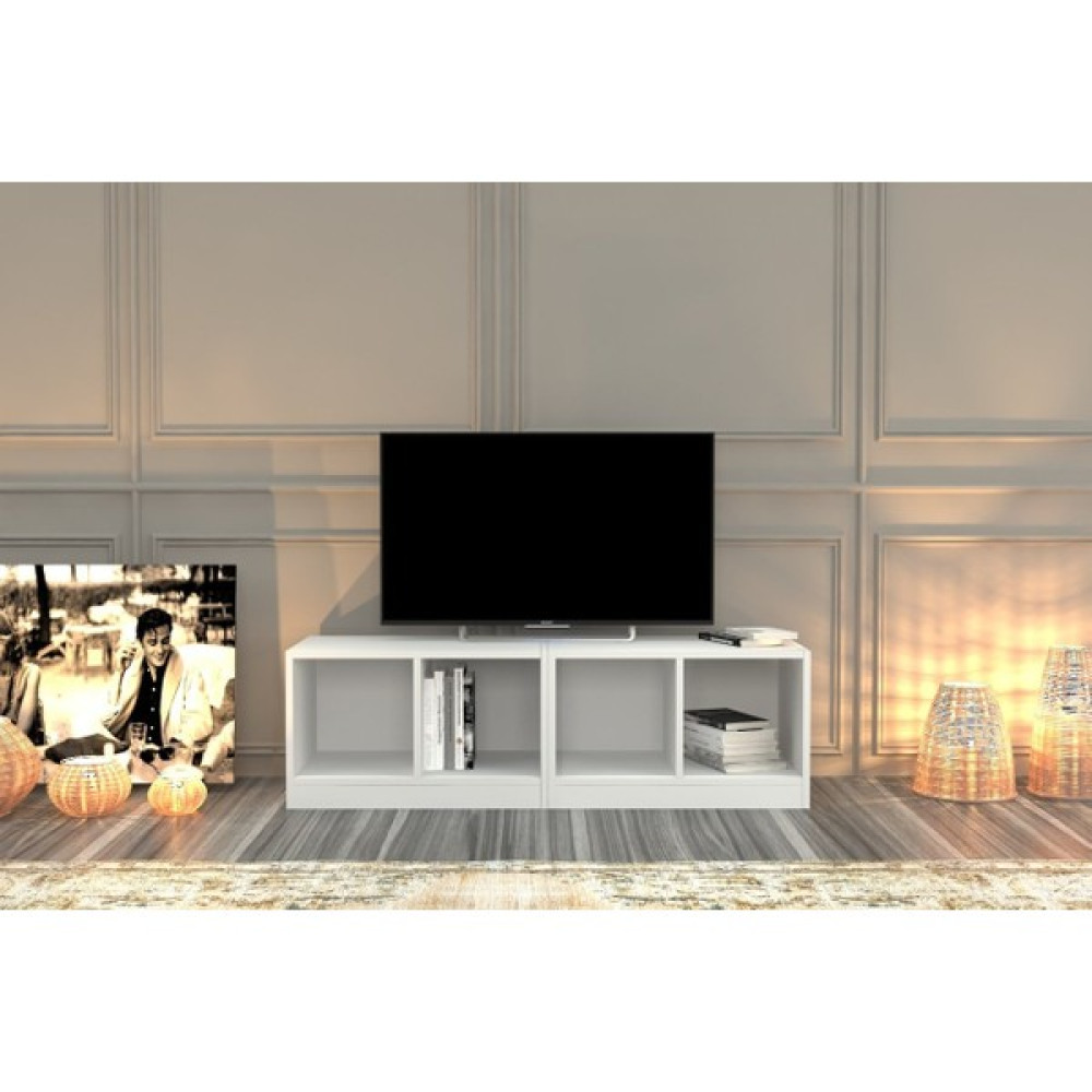 BK Concept Kitaplikli Tv Ünitesi Beyaz 130 cm TVT-1006 Tv Ünitesi / Sehpası Fiyatı
