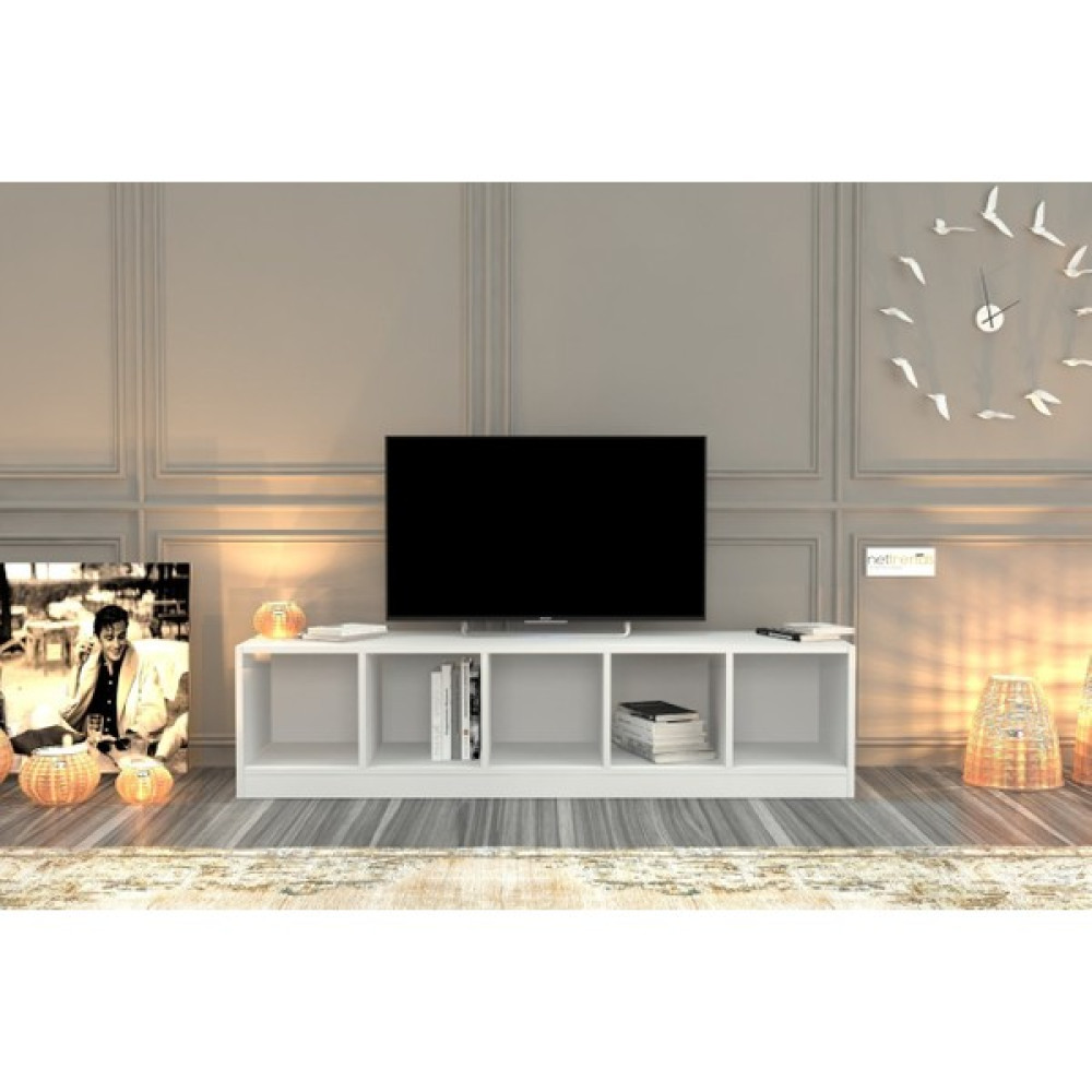 BK Concept Rafli Kitaplikli Tv Ünitesi Beyaz 161 cm TVT-1043 Tv Ünitesi / Sehpası Fiyatı