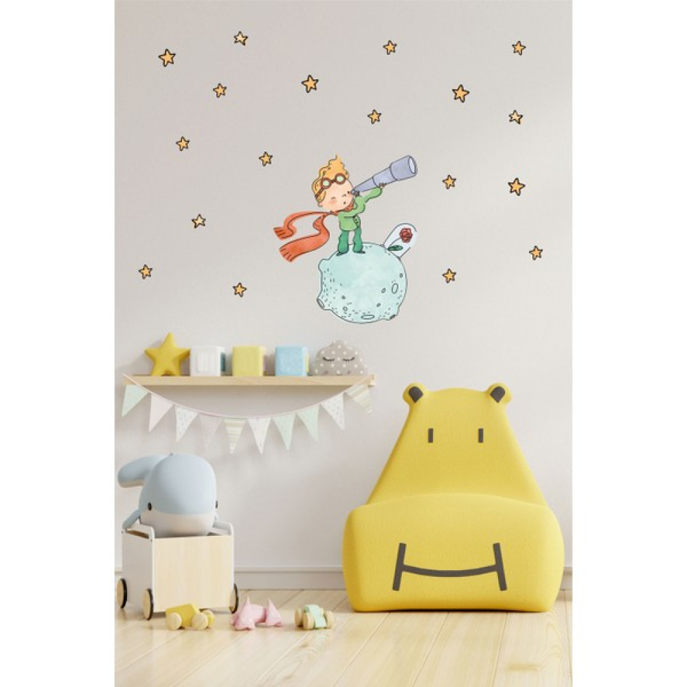 BK Decor Ay Üzerinde Küçük Prens Çocuk Odası Duvar Sticker - 52 x 75 cm - Renkli Duvar Stickerı Fiyatı