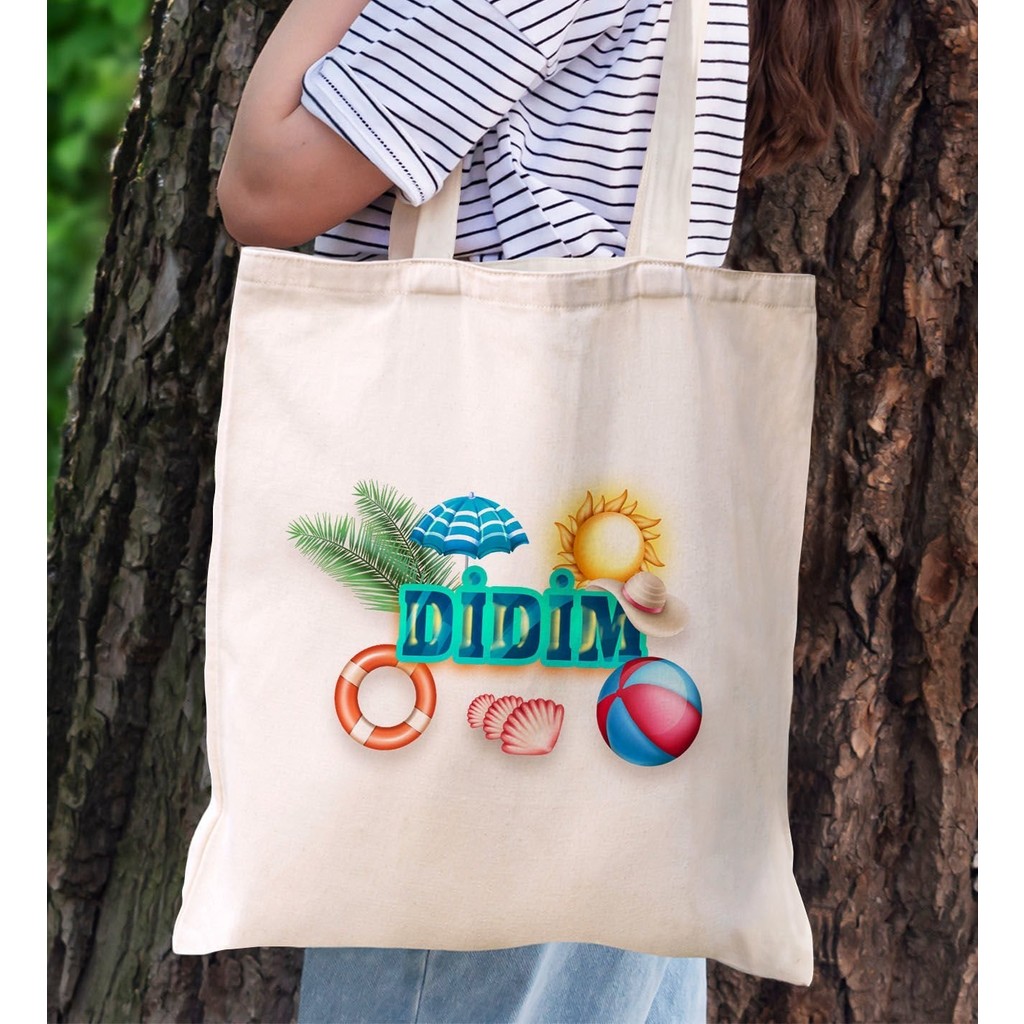Bk Gift Didim Temalı Kanvas Bez Plaj Çantası Baskılı Omuz Çantası, Alışveriş Çantası, Arkadaşa Hediye Kanvas Tablo Fiyatı