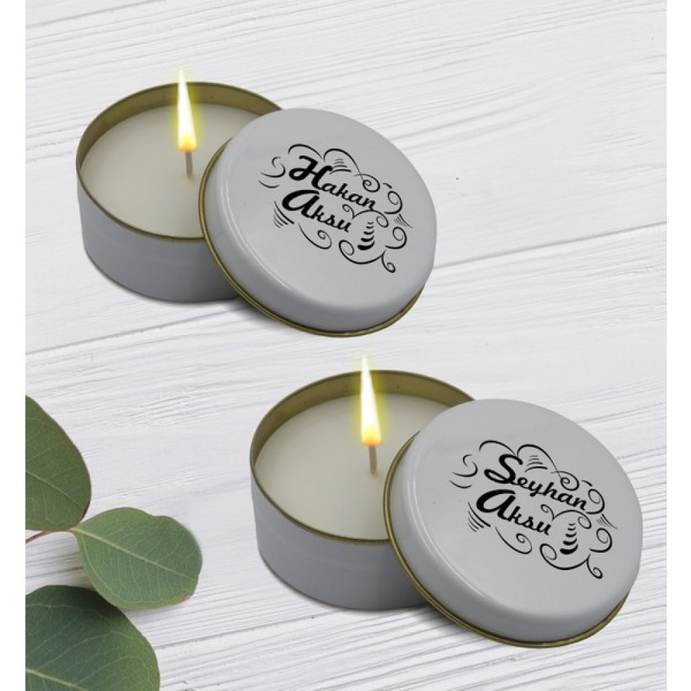 Bk Gift Kişiye Özel Isimli 2’li Beyaz Metal Kutuda Kokulu Mum Hediye Seti - 4, Ev Hediyesi, Sevgiliye, Arkadaşa Hediye, Kokulu Mum Hediyelik Eşya Fiyatı