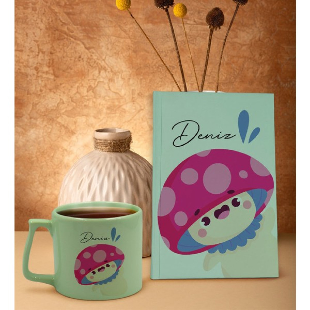 Bk Gift Kişiye Özel Isimli Yeşil Sert Kapaklı Defter Ve Middle Kupa Seti, Arkadaşa Hediye, Yeni Iş Hediyesi, Doğum Günü Hediyesi-17 Fincan / Bardak / Kahve Takımı Fiyatı