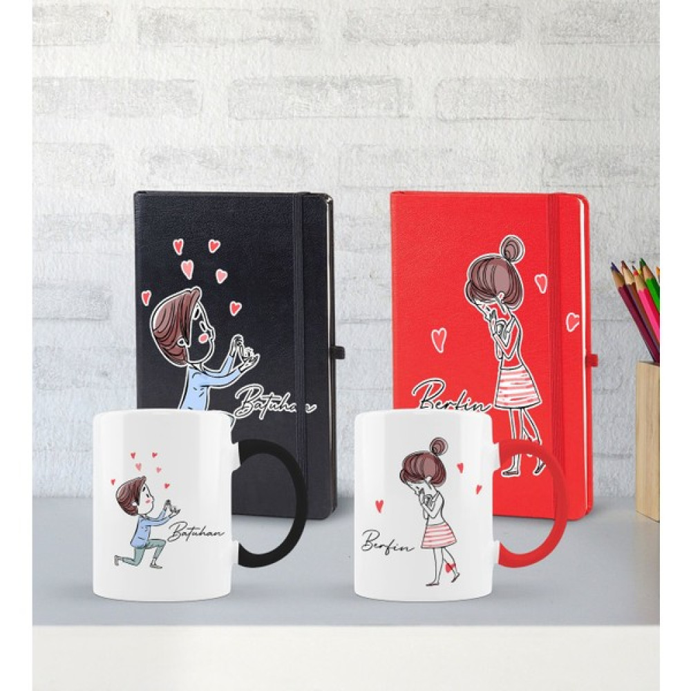 Bk Gift Kişiye Özel Sevgili Temalı 2’li Defter Kupa Hediye Seti, Sevgiliye Hediye, Sevgililer Günü Hediyesi-9 Fincan / Bardak / Kahve Takımı Fiyatı