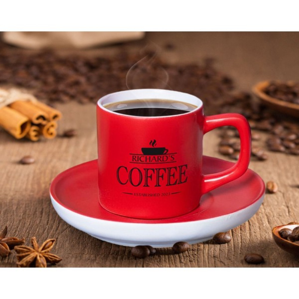 Bk Gift Kişiye Özel Tarihli Isimli Mat Kırmızı Renk Türk Kahvesi Fincanı-1 Renkli Türk Kahvesi Fincanı, Arkadaşa Hediye , Anneye Hediye , Kahve Fi... Fincan / Bardak / Kahve Takımı Fiyatı