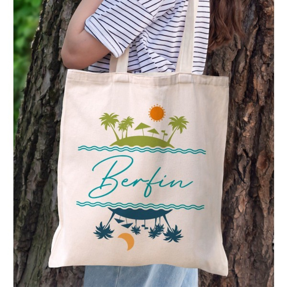 Bk Gift Yaz Temalı Isimli Kanvas Bez Plaj Çantası -1 Baskılı Omuz Çantası Bayan Çanta ve Cüzdan Fiyatı
