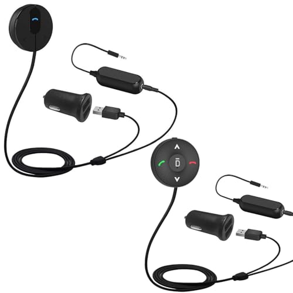 BK01 and BK03 Blooth Car Kit, Wireless Receiver for Handsfree Talking and Music Streaming with Ground Loop Noise Isolator for Car with 3.5mm Aux Port