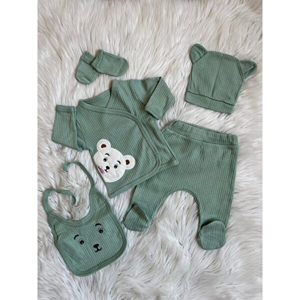 BKM22 Bebek Bear Minimal Taş 5'li Yenidoğan Hastane Çıkışı Seti Bebek Hastane Çıkışı Fiyatı