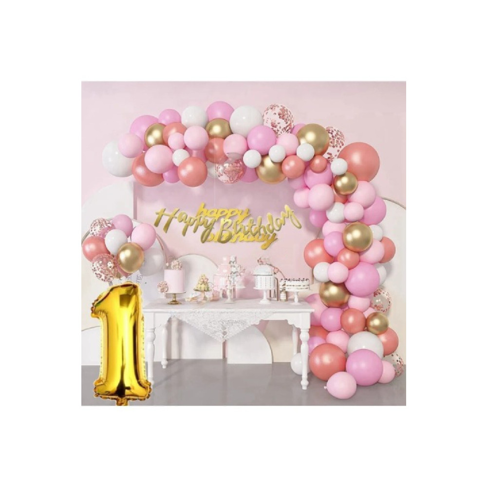 Bkmc 65 Adet Adet Balon Lüks Pembe Rose Gold 1 Yaş Balon Seti Yaş Günü & Parti Fiyatı