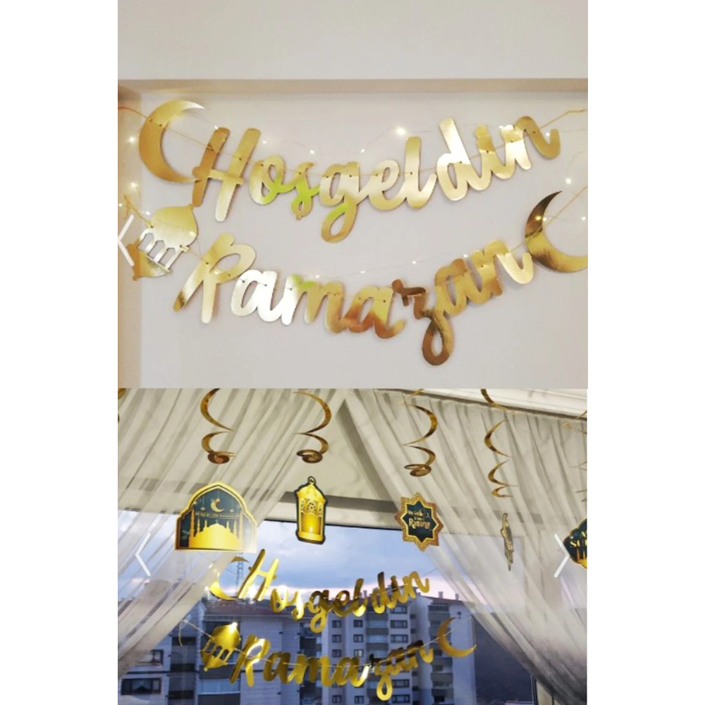Bkmc Ledli Hoşgeldin Ramazan Gold Banner Yazı 6lı Tavan Süs Yaş Günü & Parti Fiyatı