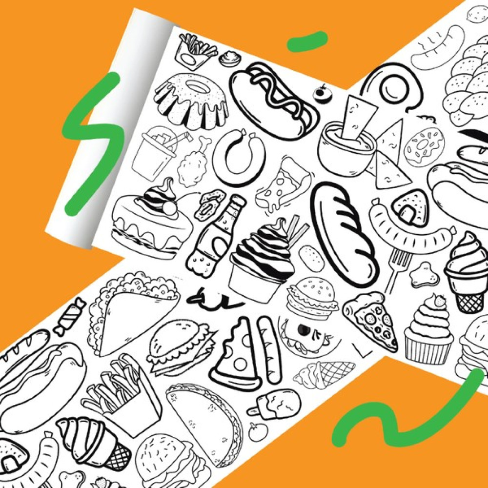 Bla Design Leziz Fast Food Dev Boyama Kağıdı 45 cm x 2,5 mt Aktivite Rulosu Yardımcı Malzeme Fiyatı